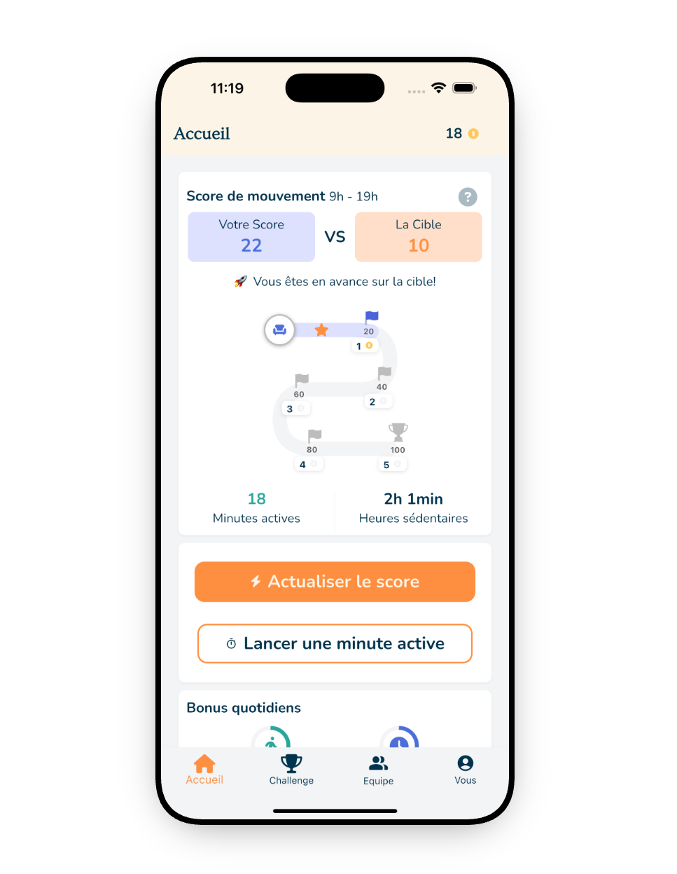 L'application ankré : score de mouvement, défis et progression